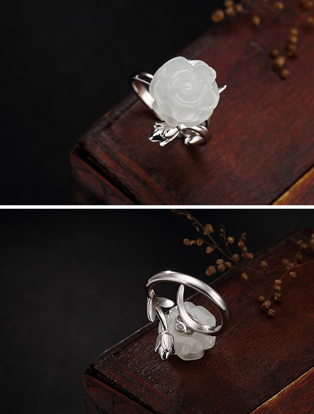 You Stun Me White Flower Rings Details 2